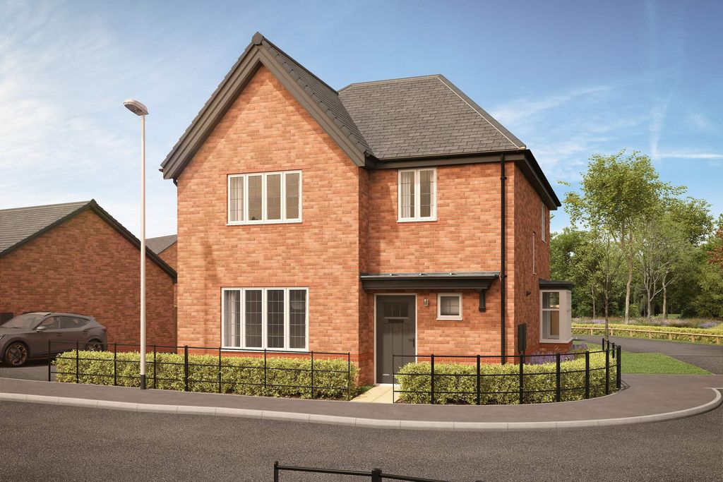 Property photo 1 of 11 A Modern Brick House With A Manicured Lawn And Fence In The Foreground Is Set Against A Backdrop Of