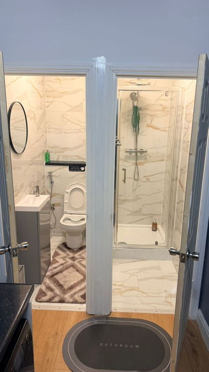 Property photo 3 of 3 Modern Marble-Effect Bathroom With Walk-In Shower...
