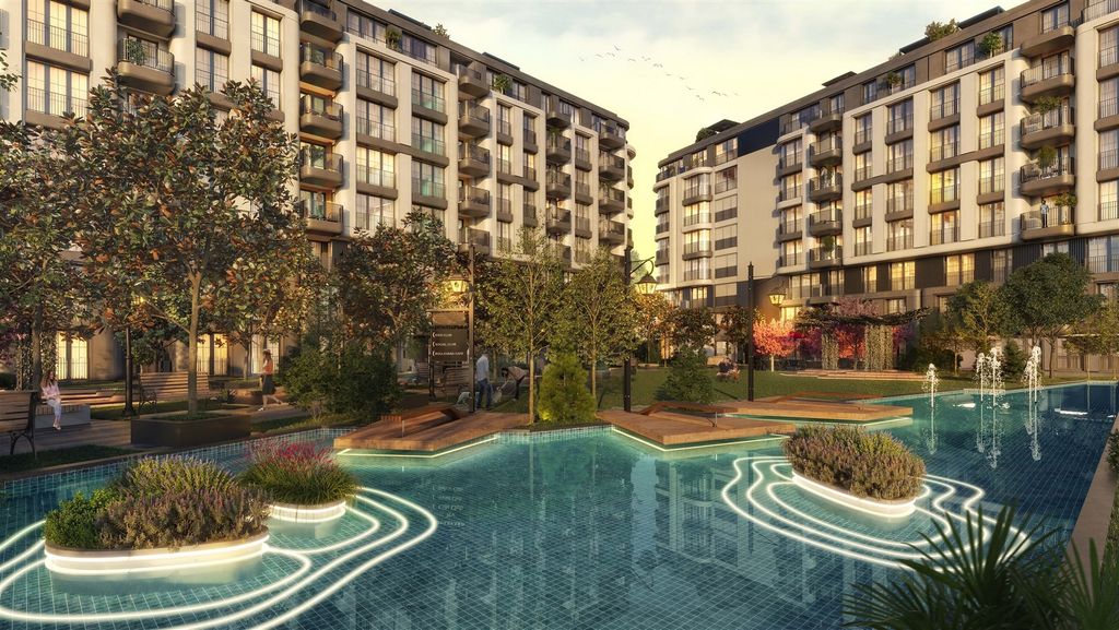 Property photo 1 of 17 Off-Plan Stylish Istanbul Property For Sale - Main View Over Beautiful Gardens To Apartment Blocks