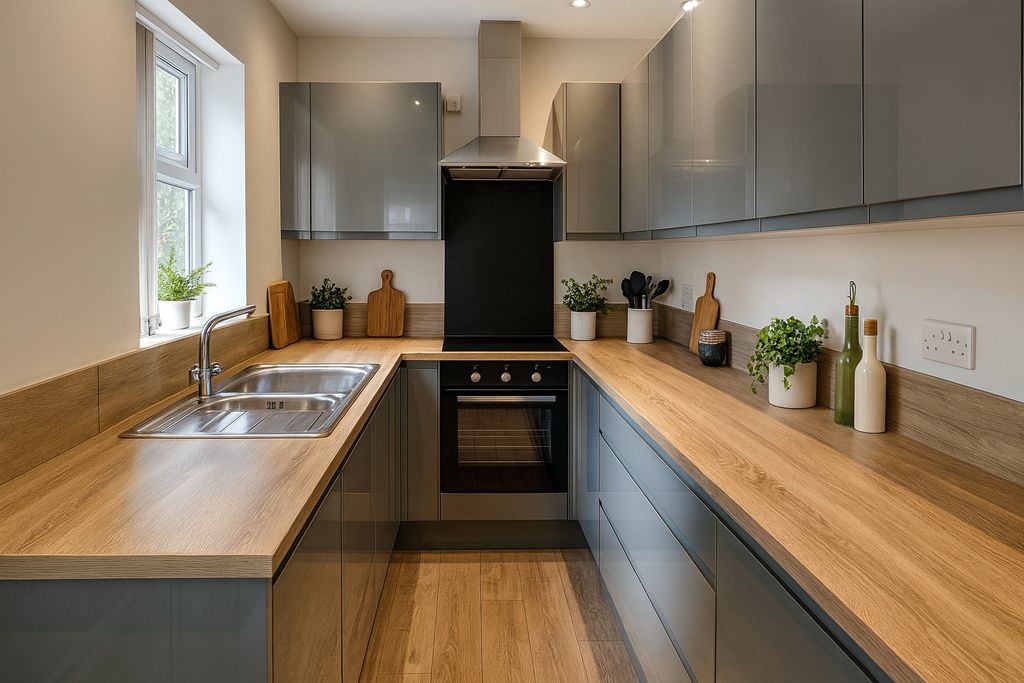 Property photo 1 of 9 Contemporary Galley Kitchen With Wood-Effect Workt...