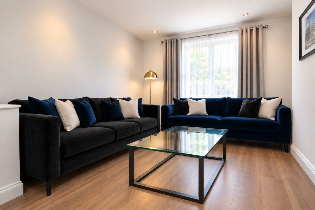 Property photo 2 of 5 Swapped Velvet Sofas In A Modern Living Room