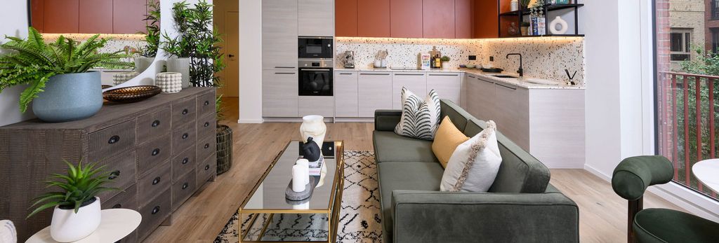 Property photo 1 of 6 Living Space In Foreground, Kitchen, Dining Table And Balcony Doors In Background.