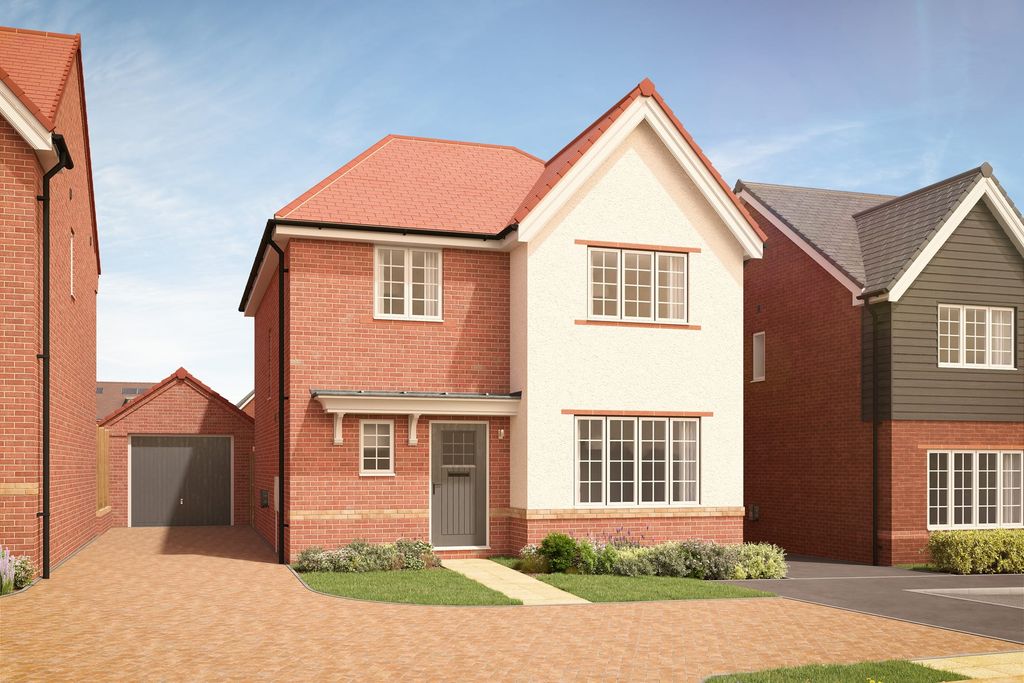 Property photo 1 of 10 A Two-Story Brick House With A Red Roof, Surrounded By A Paved Driveway And Landscaped Greenery