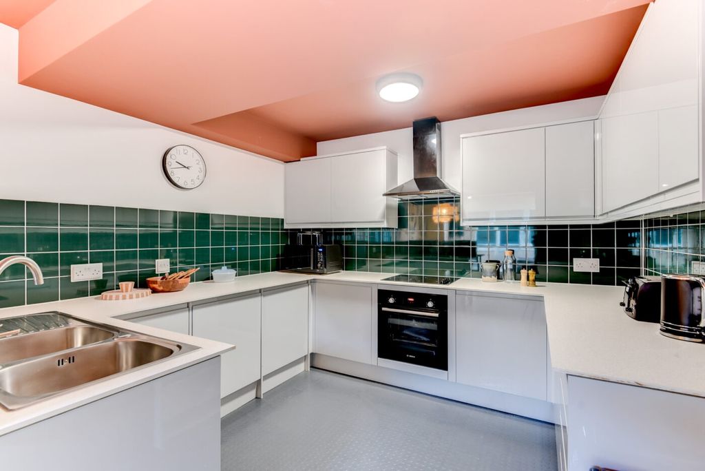 Property photo 3 of 6 Bright Modern Kitchen With White Gloss Cabinets, A...