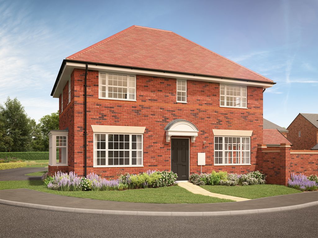 Property photo 1 of 8 A Red Brick House With A White-Trimmed Roof And Multiple Windows Sits On A Green Lawn With Purple Fl