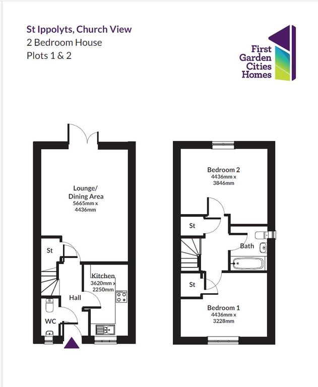 Property photo 2 of 3 Floorplan 2 Bed Plots 1 & 2