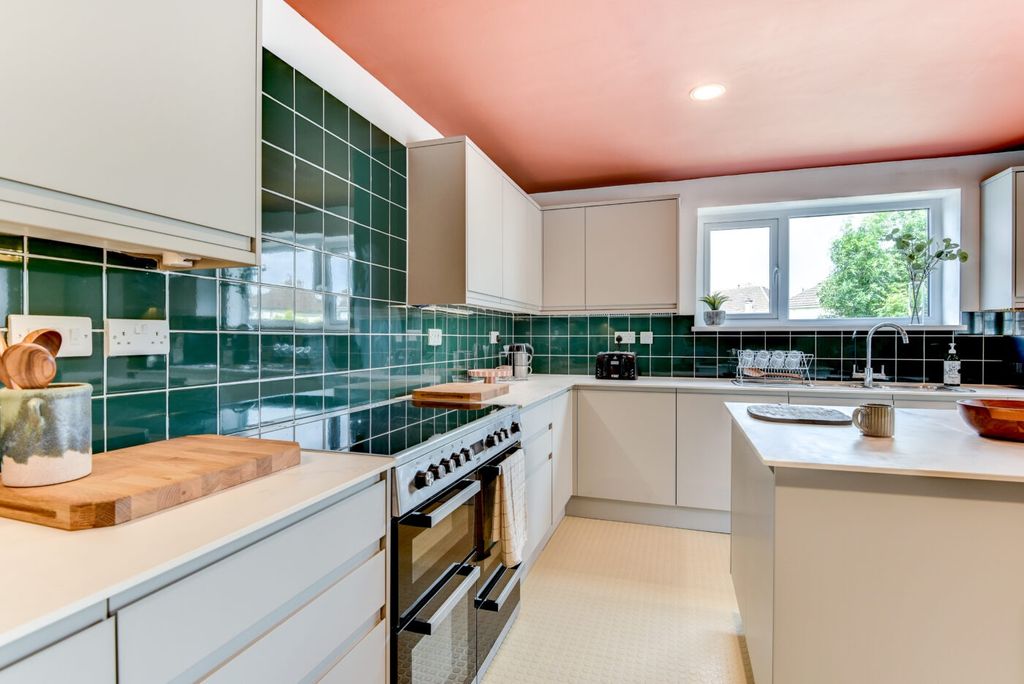Property photo 3 of 5 Bright Contemporary Kitchen With Deep Green Tiled ...