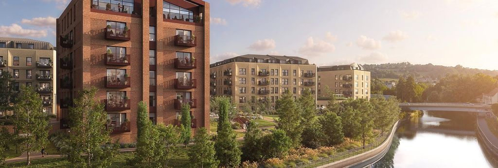 Property photo 1 of 4 CGI Of River With Green Landscaping And New Build Flats Along River Bank