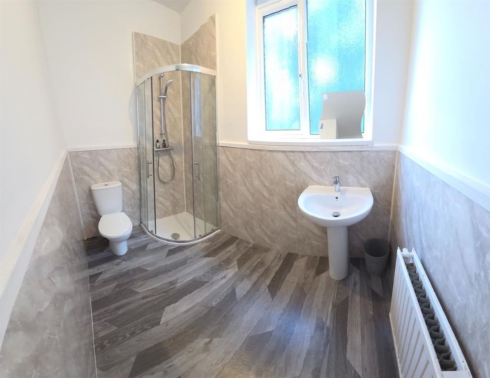 Property photo 2 of 15 Bright, Modern Bathroom With Corner Glass Shower, ...