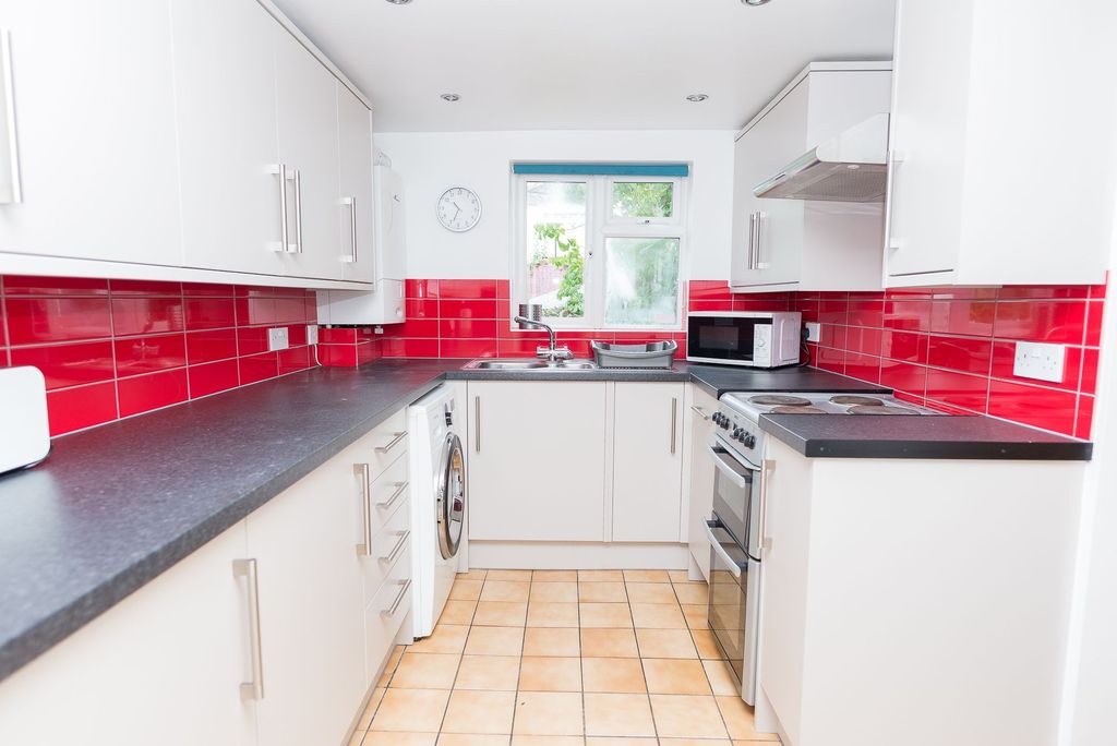 Property photo 2 of 15 Bright Modern Galley Kitchen With Glossy Red Tiled...
