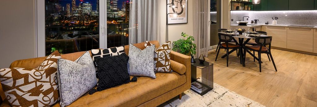 Property photo 2 of 5 Heron Wharf, Property B1-03-06, Living And Dining Area On A Cosy Evening