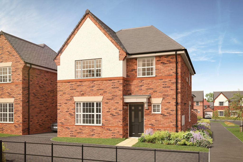 Property photo 1 of 8 A Modern Brick House With A White Gabled Facade Stands Behind A Black Metal Fence And A Landscaped G