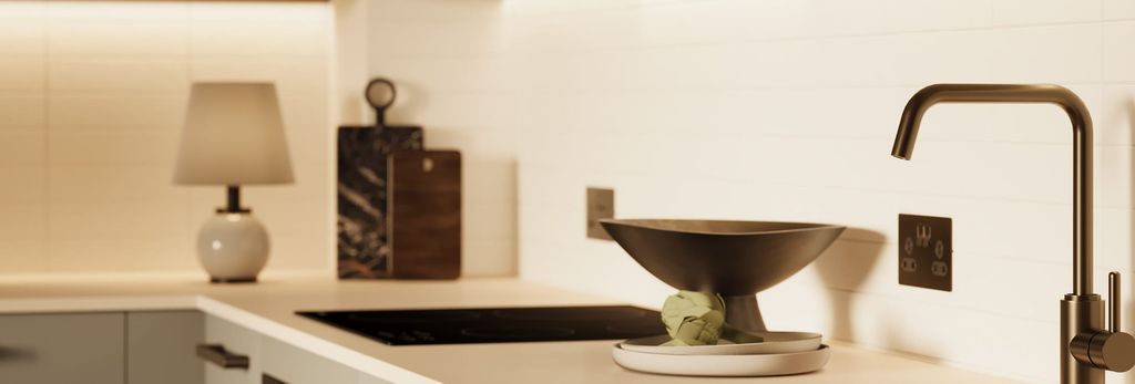 Property photo 2 of 4 Closeup Of Kitchen Counter, White Finishes, Light Grey Cupboard Surfaces