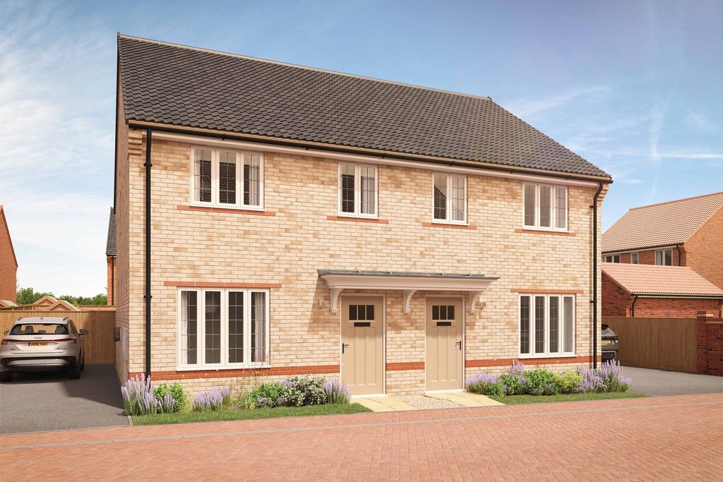 Property photo 1 of 10 A Pair Of Modern Brick Semi-Detached Houses With Neat Gardens And A Car Parked In The Driveway Are S