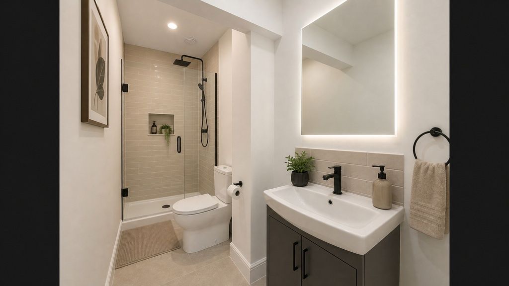 Property photo 2 of 5 Modern Bathroom With Stylish Matte Black Fixtures...