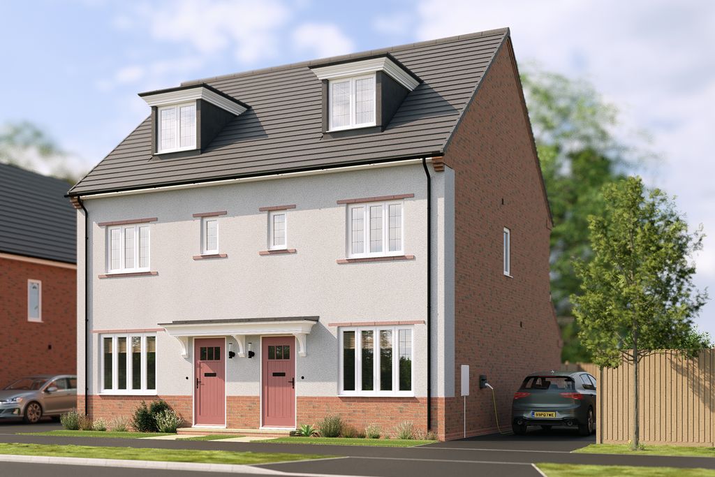 Property photo 1 of 10 A Modern Semi-Detached House With Pink Doors And Dormer Windows Stands In The Foreground
