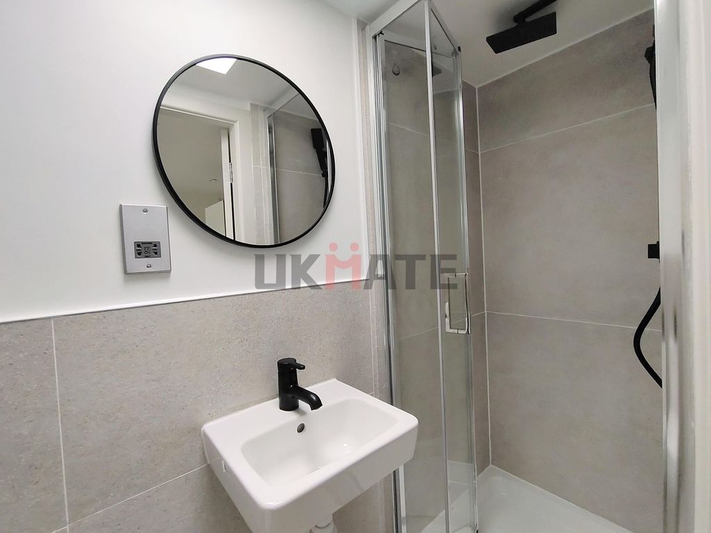 Property photo 3 of 5 A Modern Bathroom Featuring A Small Sink With A Bl...