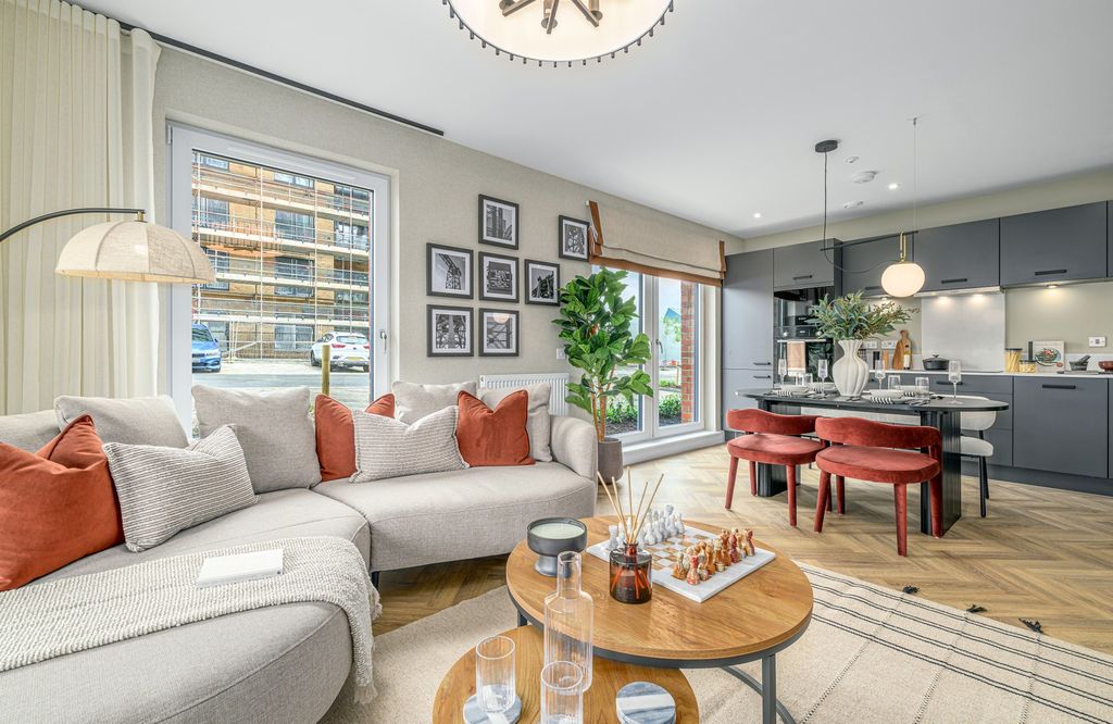 Property photo 2 of 6 Vb5698859 20260519 cala Homes The Foundry Type 3A Show Apartment Living Kitchen Dining 004 1600x1040