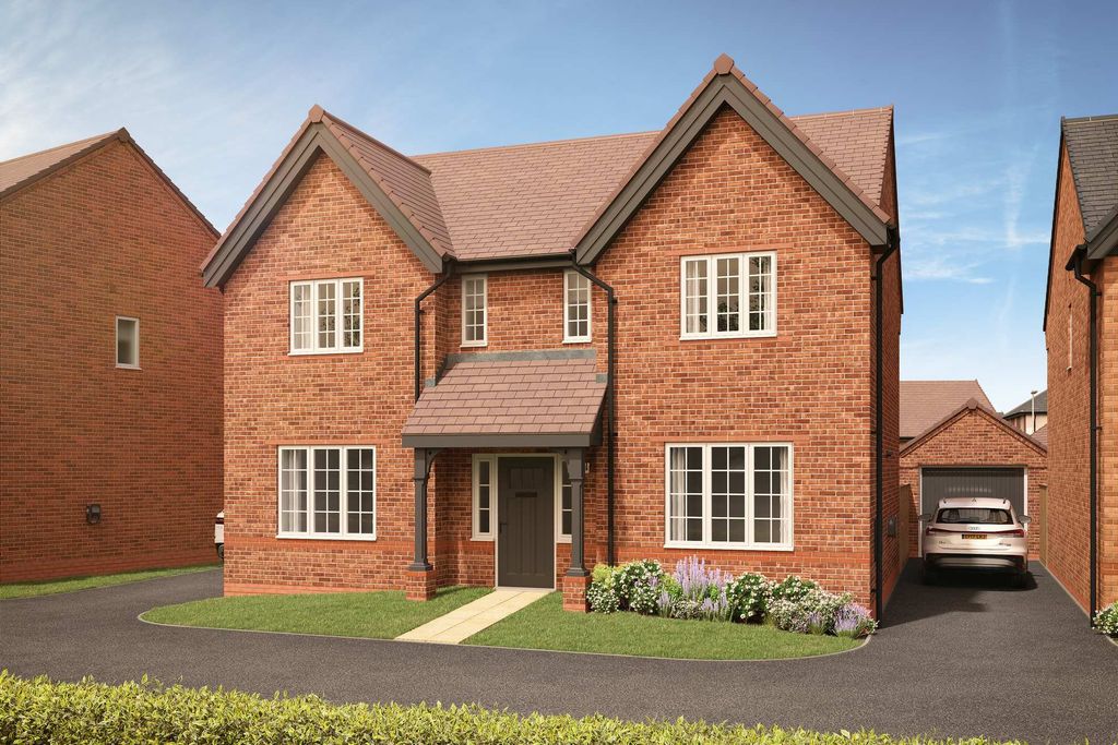 Property photo 1 of 11 A Modern Brick House With A Manicured Lawn And Flowerbeds In The Foreground Sits Under A Partly Clou