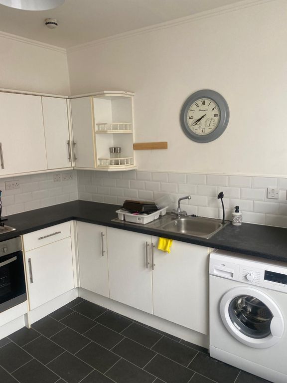 Property photo 2 of 8 Modern Kitchen With White Cabinetry, Black Counter...