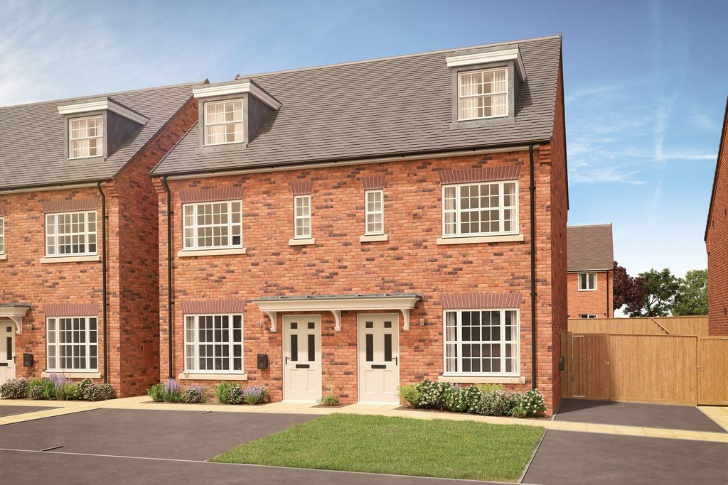 Property photo 2 of 10 A Pair Of Modern Brick Semi-Detached Houses With White Doors And Dormer Windows Stand On A Paved Dri