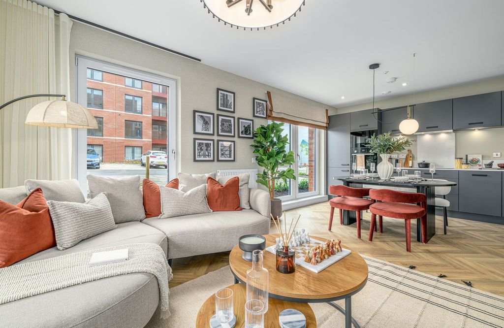 Property photo 2 of 10 Vb5704320 20260519 cala Homes The Foundry Type 3A Show Apartment Living Kitchen Dining 004A 1600x104