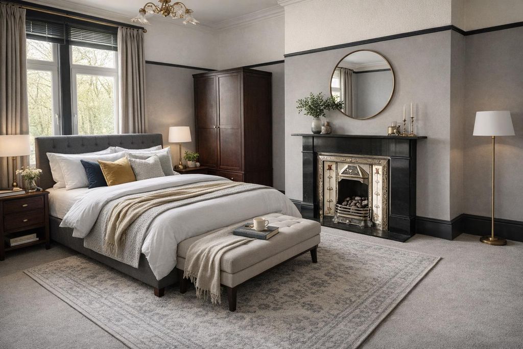 Property photo 1 of 8 Elegant Bedroom With Modern And Classical Touches.