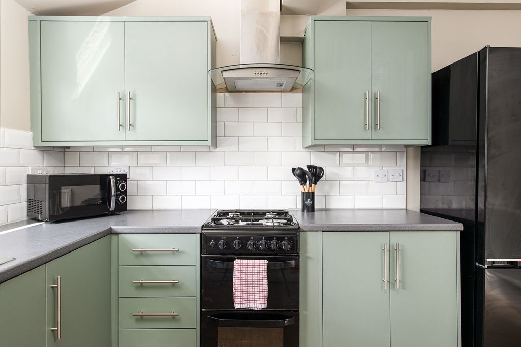 Property photo 2 of 14 Bright, Modern Kitchen With Pastel Green Fitted Ca...