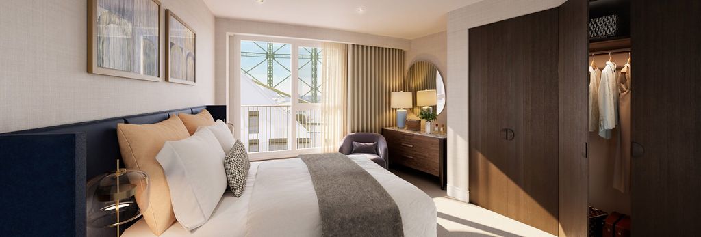 Property photo 3 of 4 Modern Design Bedroom Décor, Ample Natural Lighting From Tall Windows, Vanity Table, Wooden