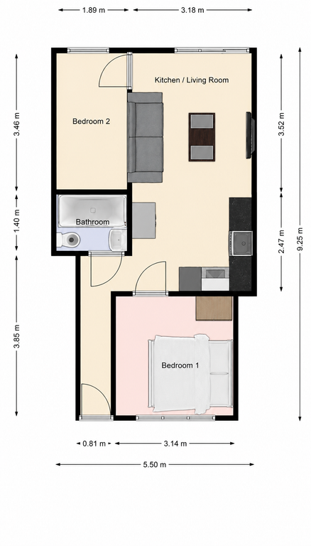 Property photo 1 of 1 2 Bed Flat In Central Woking