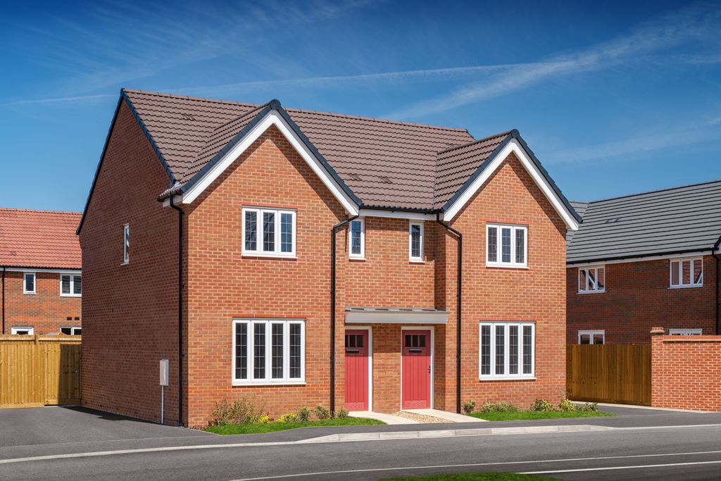 Property photo 1 of 10 A Modern Brick Semi-Detached House With Red Doors Stands In The Foreground