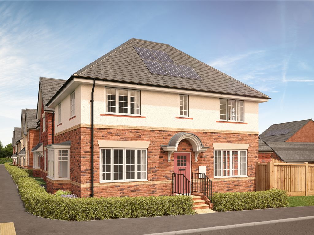 Property photo 1 of 8 A Row Of Modern Brick Houses With Manicured Hedges In The Foreground Sits Under A Bright Blue Sky Wi