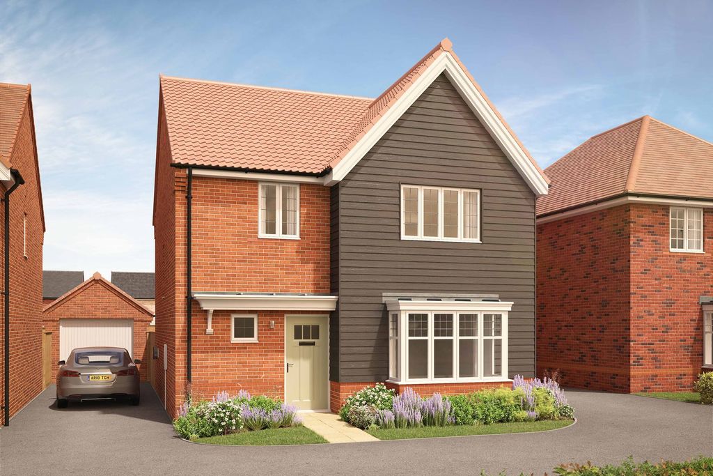 Property photo 1 of 8 A Modern Brick And Dark Wood House With A Bay Window And A Light Green Door Sits On A Paved Driveway