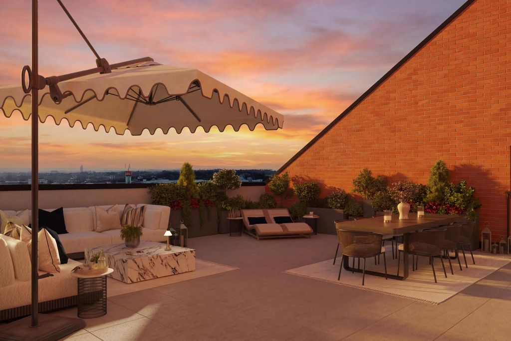 Property photo 2 of 10 Dusk Photo Of A Penthouse Balcony With Outdoor Furniture, Sun Loungers And Dining Table