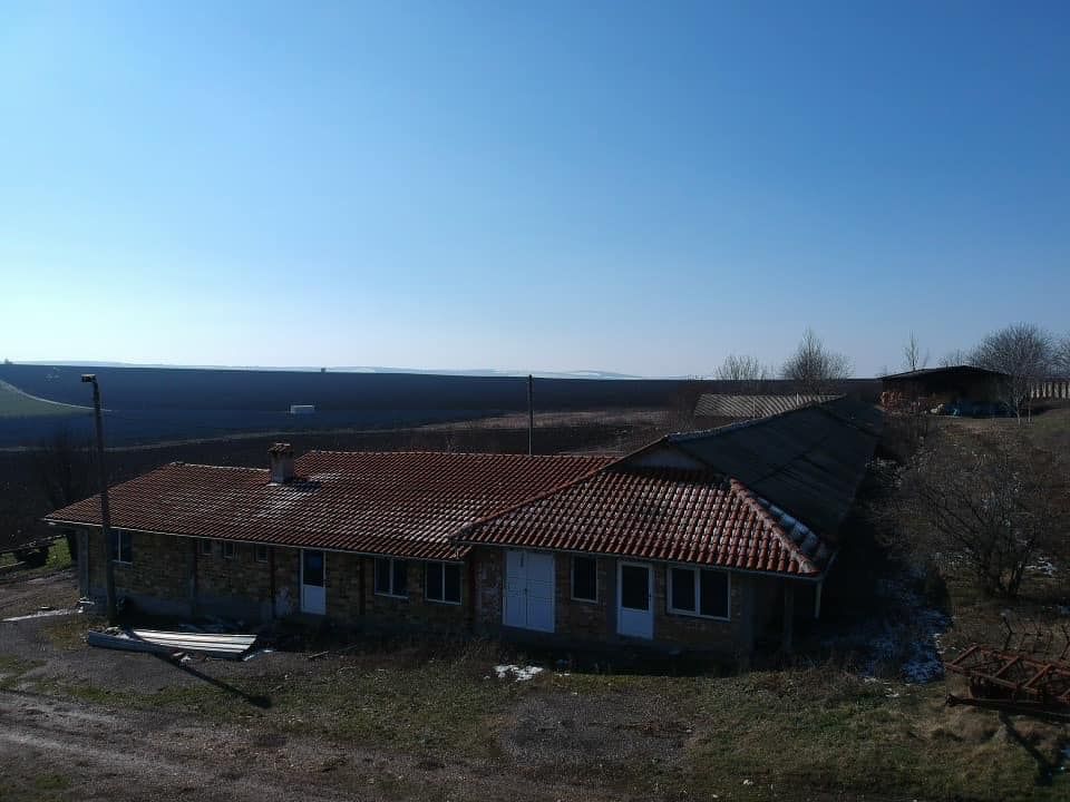 Property photo 3 of 43 Stone Farm Building With Red Tiled Roof Viewed From Above, With Expansive Fields In The Background.