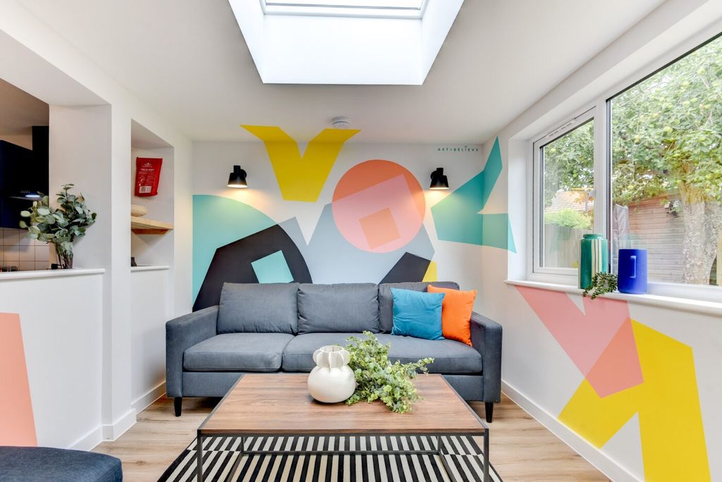 Property photo 3 of 6 Bright Modern Living Room With A Comfortable Grey ...