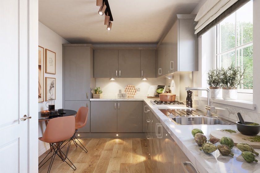 Property photo 2 of 7 L Shaped Grey Kitchen With A Window To The Right
