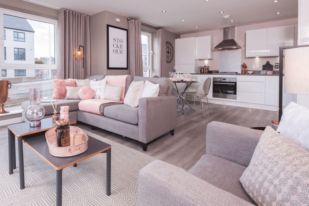 Property photo 2 of 8 Example Of An Open Plan Kitchen/Living Room Within An Apartment