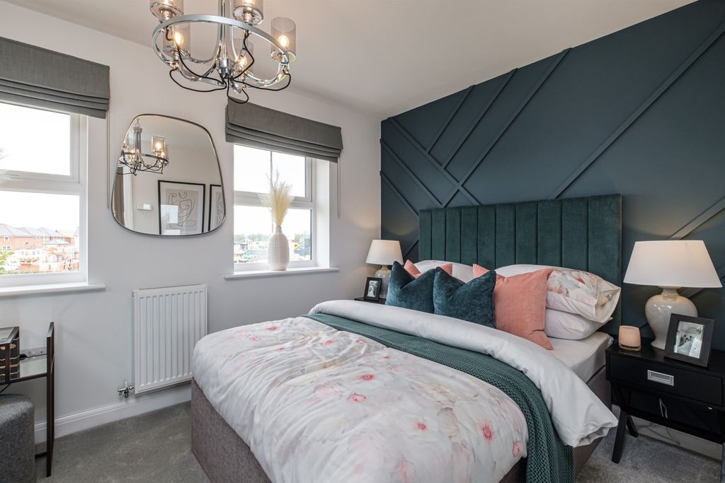 Property photo 3 of 6 Double Bedroom With Blue Panelled Wall And Two Windows