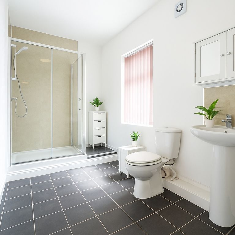 Property photo 2 of 5 Bright And Modern Bathroom With Walk-In Shower...