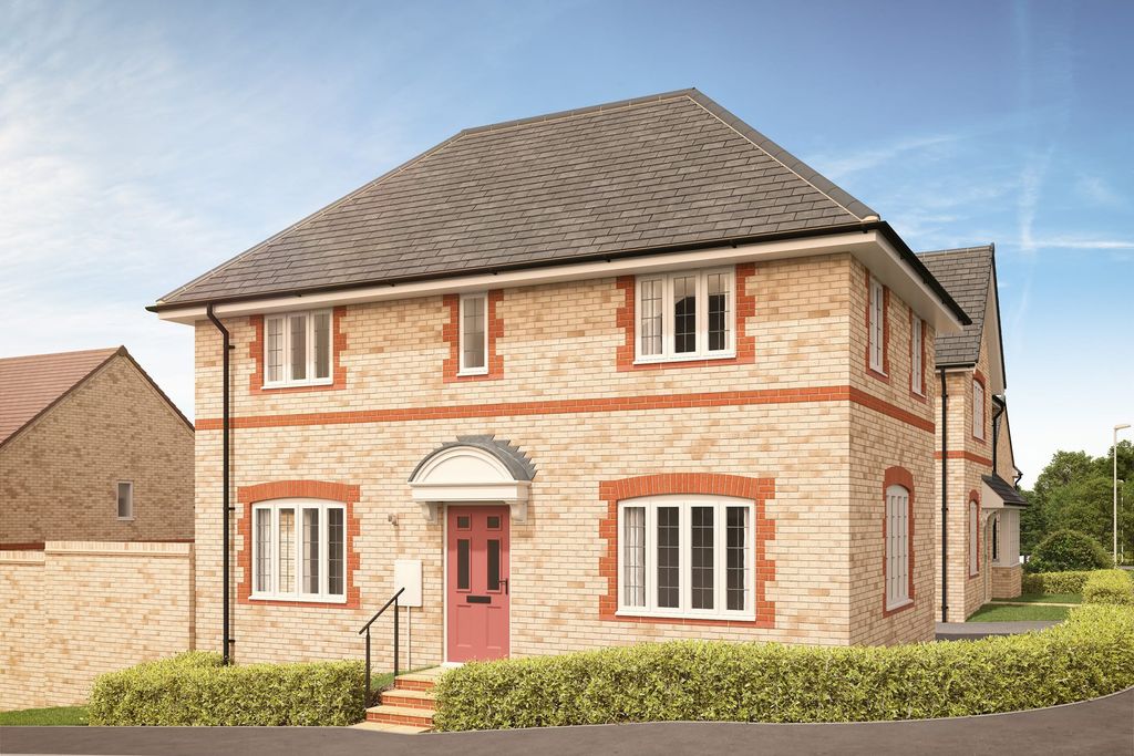 Property photo 1 of 10 A Light-Colored Brick House With A Red Door And White-Trimmed Windows Sits Behind A Neatly Trimmed G