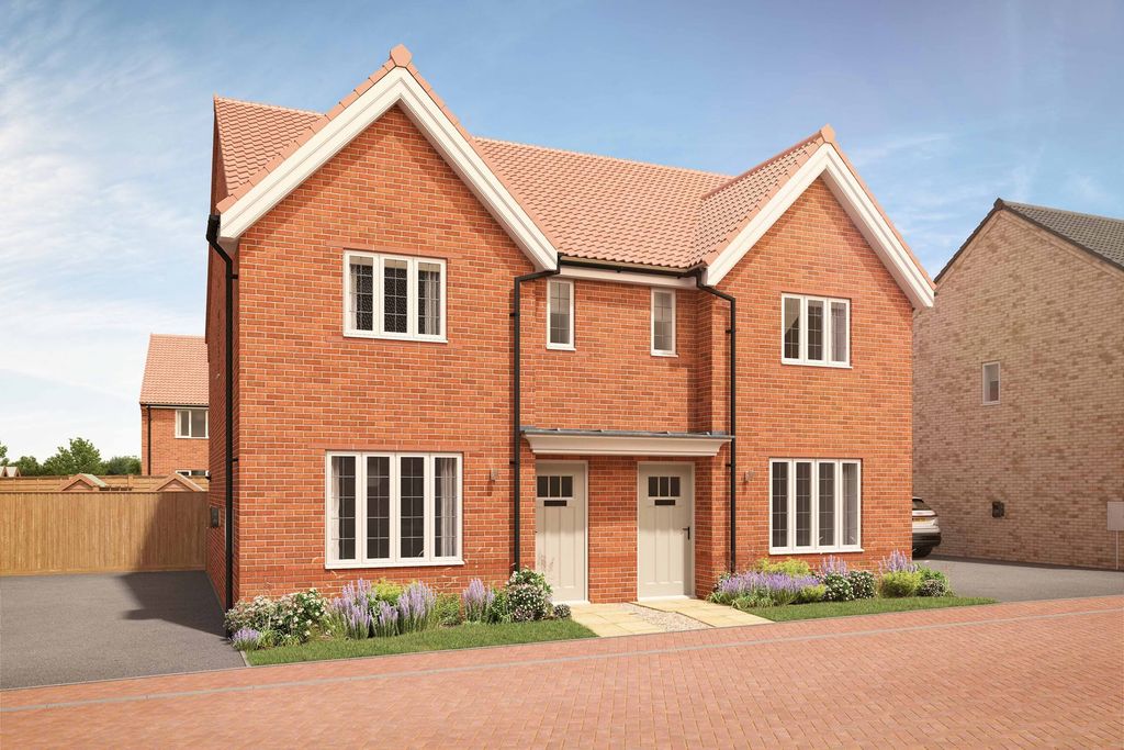 Property photo 1 of 10 A Pair Of Red Brick Semi-Detached Houses With White-Framed Windows And White Doors Stand In The Fore