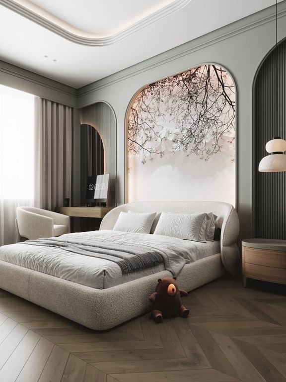 Property photo 3 of 4 Elegant And Modern Bedroom Featuring A Plush Doubl...