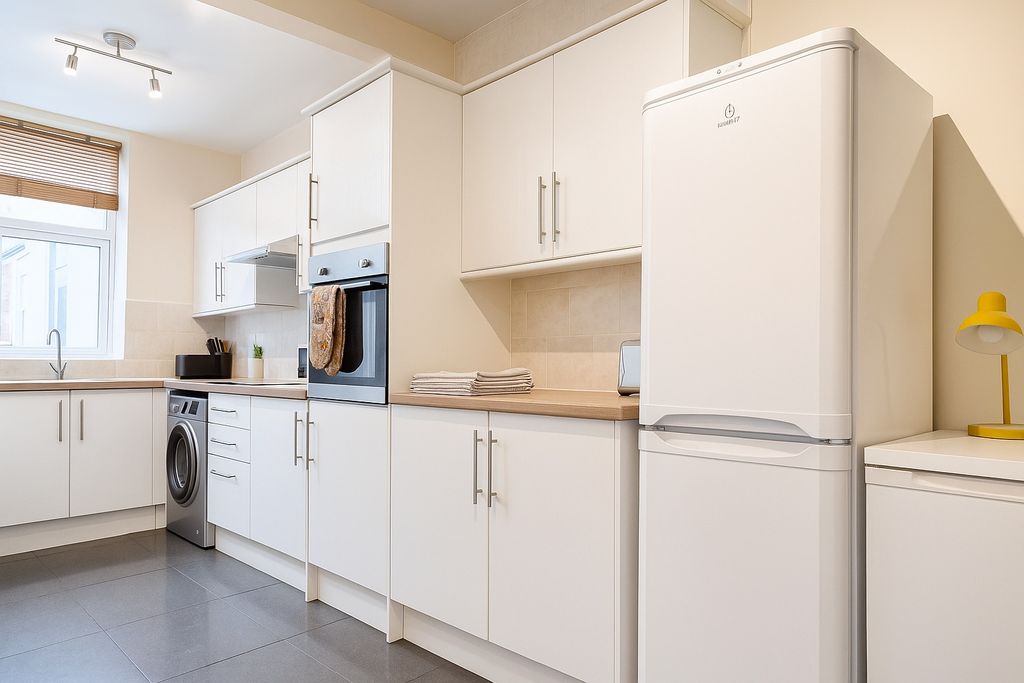 Property photo 1 of 7 Bright, Modern Kitchen With White Cabinetry, Wood-...