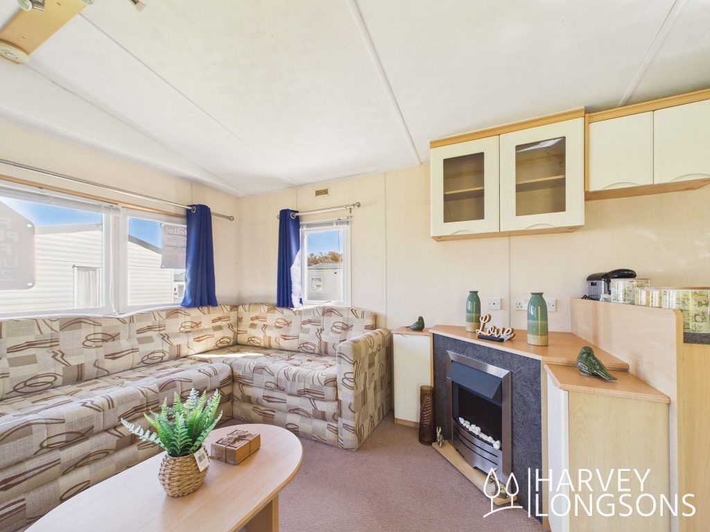 Property photo 2 of 11 Static Caravan Lounge Seating Area With Corner Sofa And Fireplace