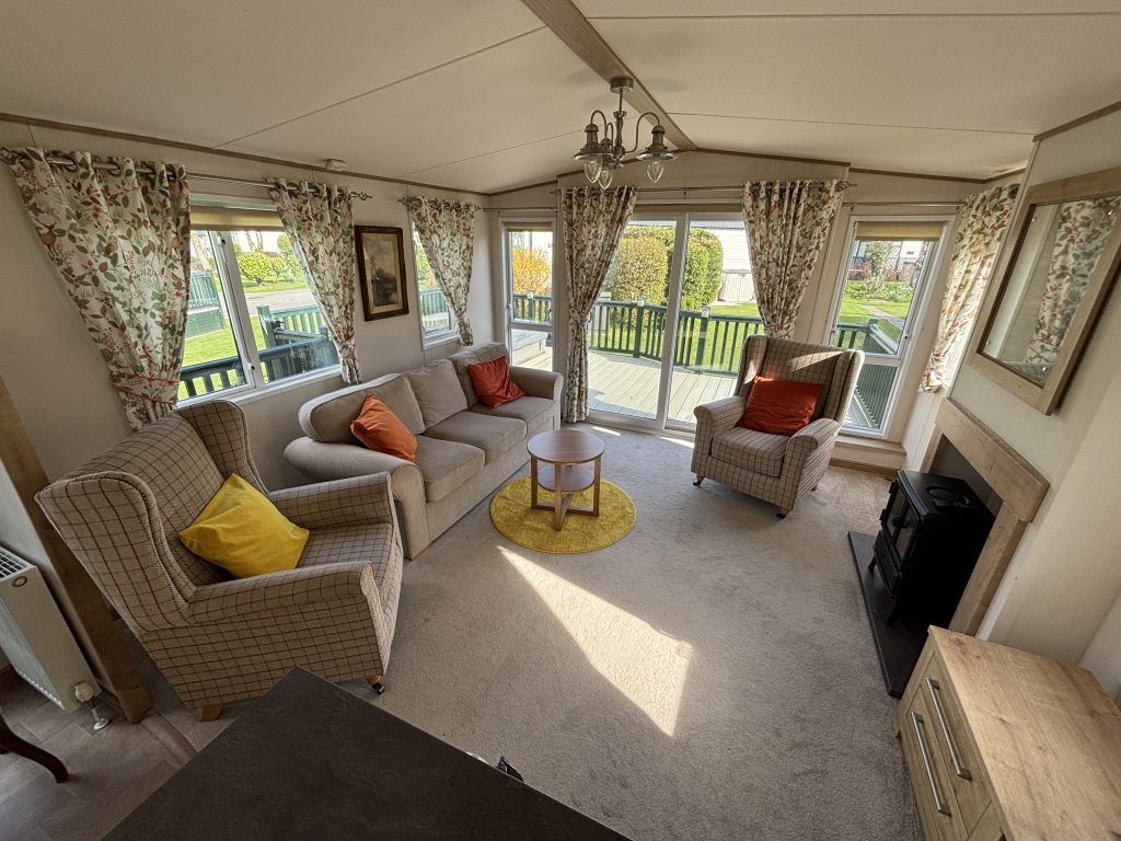 Property photo 3 of 7 Living Area With Patio Doors In The Abi Westwood Holiday Lodge For Sale At Rivers Edge Country Park, Ingleton