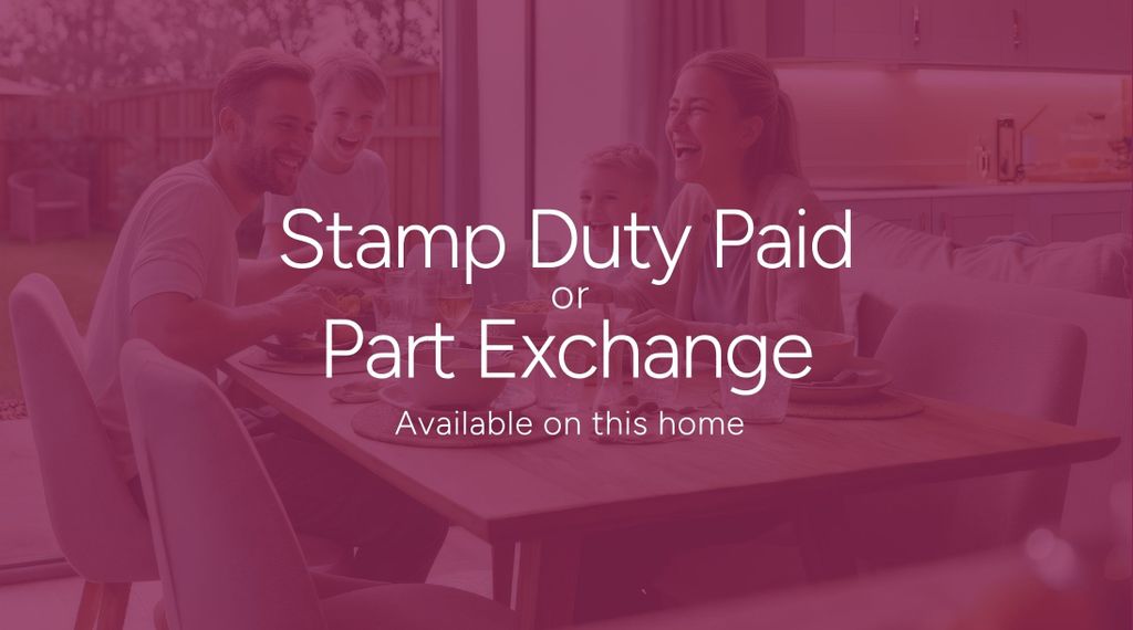Property photo 2 of 10 A House Icon With A Pound Sign Is Centered Above The Text "Stamp Duty Or Part Exchange" On A Deep Pi