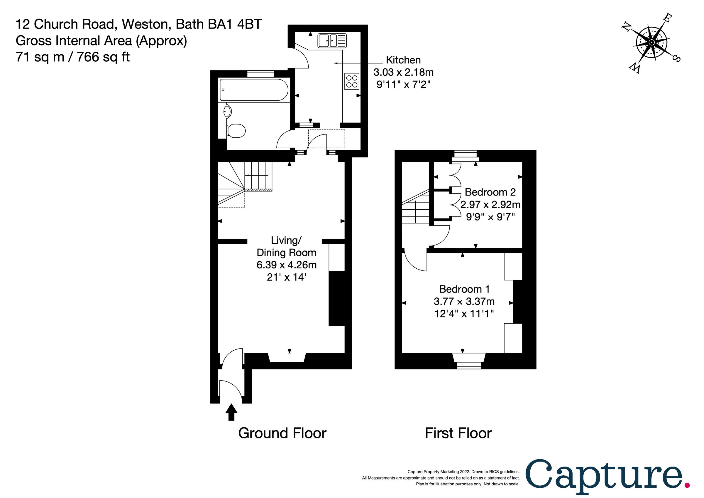2 bed terraced house for sale in Church Road, Weston, Bath, Somerset