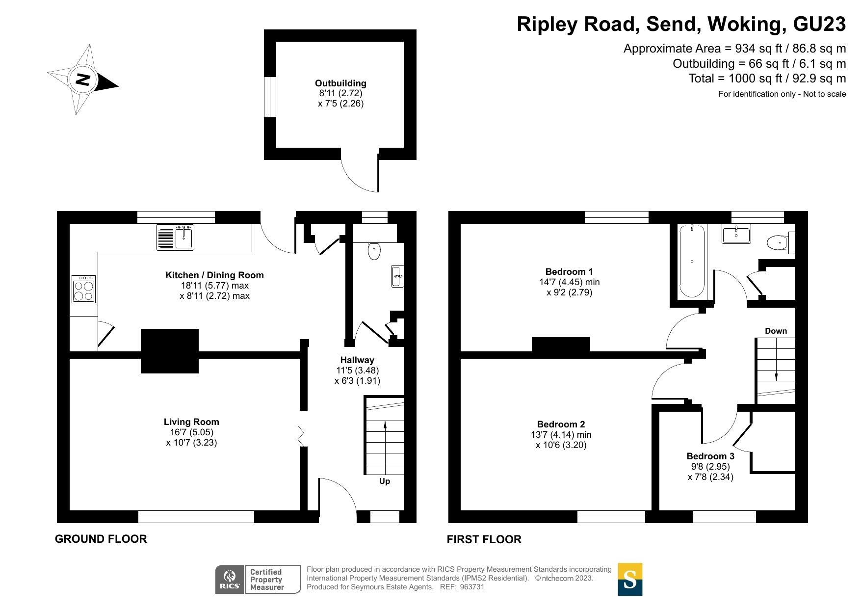 3 bed semidetached house for sale in Ripley Road, Send, Surrey GU23