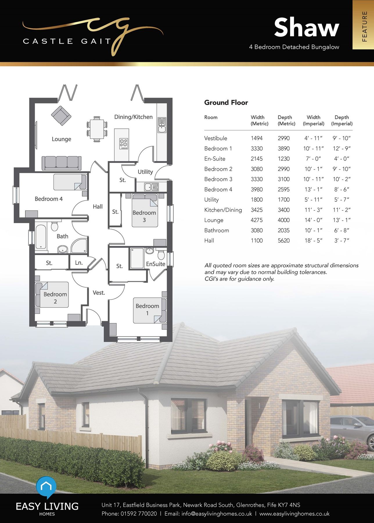 New home, 4 bed detached bungalow for sale in Castlegait, East Wemyss
